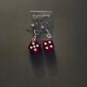 NEW bright pink dice earrings